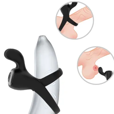 Cockring vibrant Armony Lapin double anneau noir - Armony