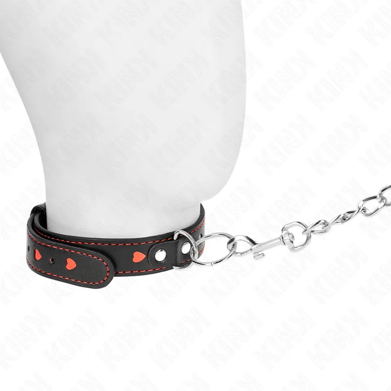 Collier BDSM avec Laisse Détails Coeur 65 cm - KINK