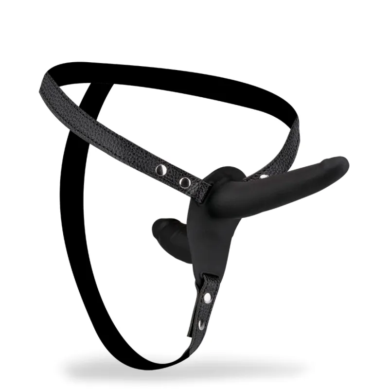 Gode ceinture double en silicone et similicuir Dool