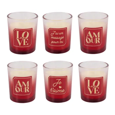 Coffret 6 bougies Mots d'Amour -