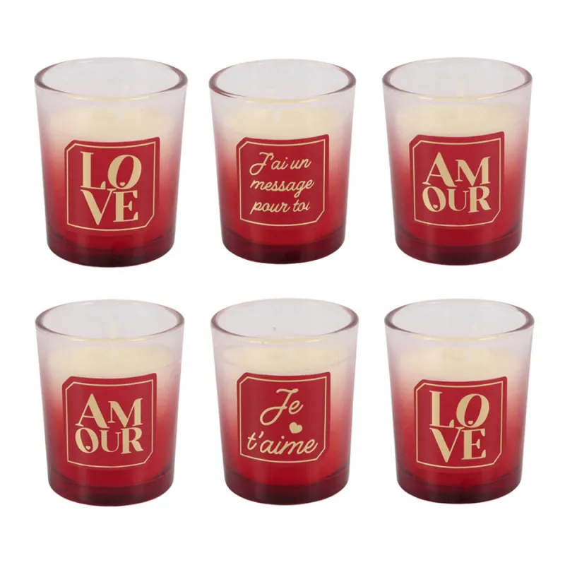 Coffret 6 bougies Mots d'Amour -