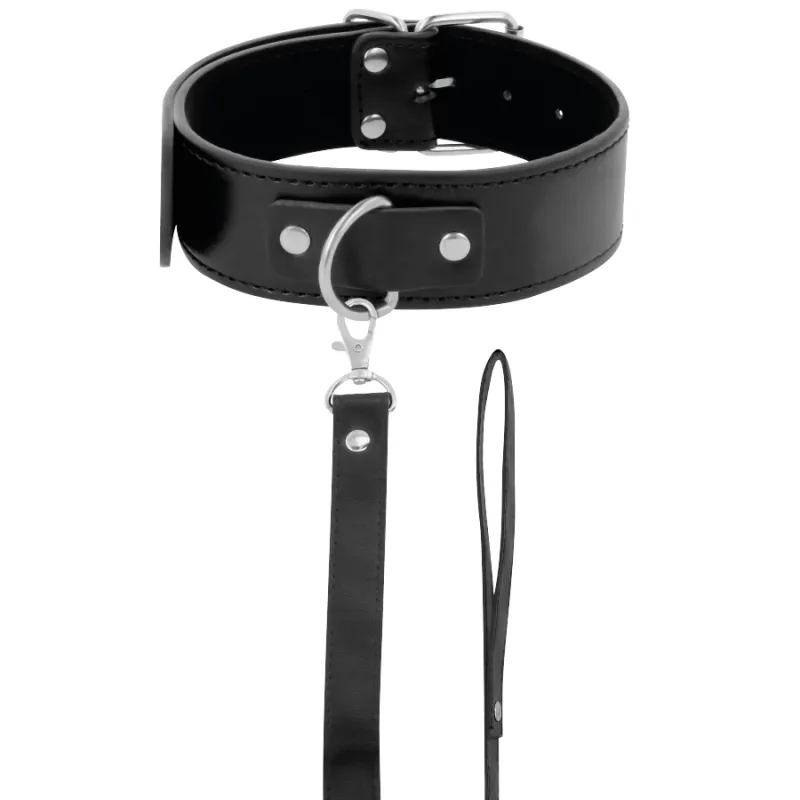 Collier de Posture avec Laisse Chaîne en Cuir - Darkness