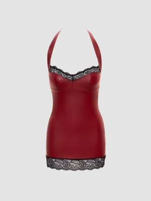 Robe wetlook & dentelle rouge