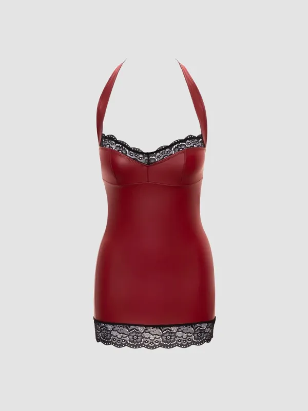 Robe wetlook & dentelle rouge