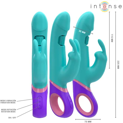 Vibromasseur Rabbit Monica Point G Rotatif Bleu - Intense