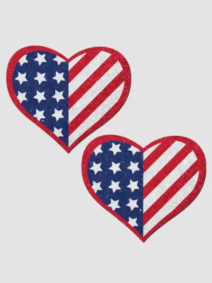 Caches-Tétons Coeur Drapeau Américain