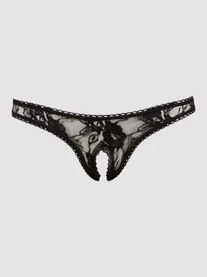 String ouvert en dentelle noir M