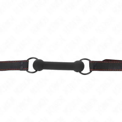 Bâillon Bone Bag Cuir Noir Ajustable 41-57 cm - KINK