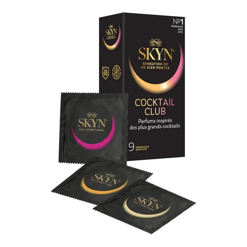 Préservatifs sans latex aromatisés Skyn Cocktail Club - Boîte de 9