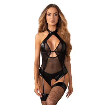 Obsessive Dominna Body Ouvert à l’Entrejambe Noir L/XL