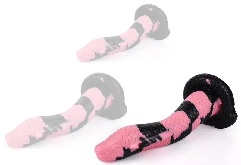 Gode Serpent Silicone COBRA SNAKE L 26 x 7cm Noir-Rose