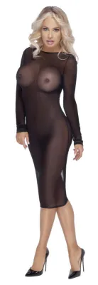 Cottelli Party - Robe Transparente à Manches Longues - Noir