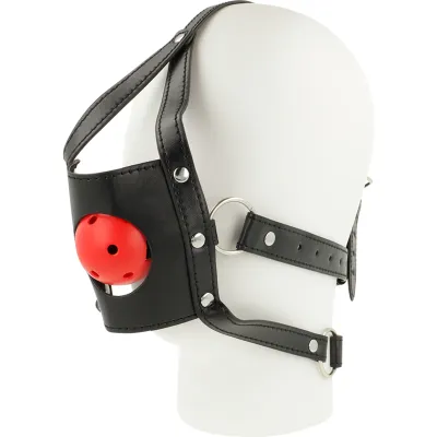 Harnais Bâillon Muselière Cuir Noir Tête Ouverte - Ohmama