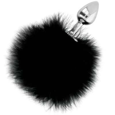 Plug anal avec pompon noir 3 cm - Darkness