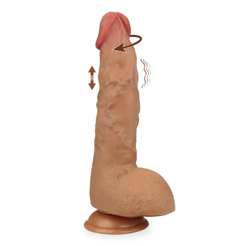 Gode godemichet ventouse vibrant va-et-vient et rotatif Daniel gode vaginal ou anal homme ou femme - Peau mate
