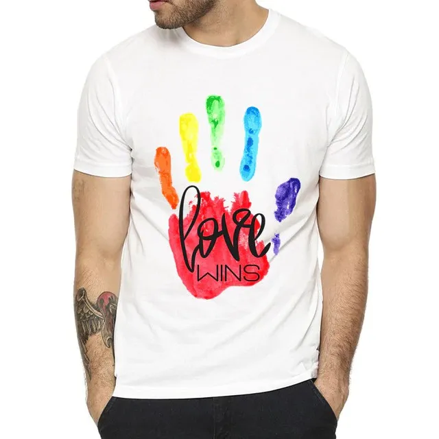 Generique T-shirt Love MAIN RAINBOW Blanc