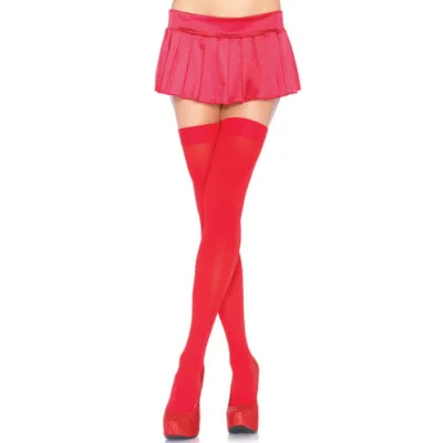 Bas Cuissardes en Nylon Rouge Taille Unique - Leg Avenue