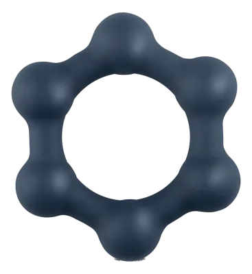 Anneau pénien avec boules Métal HEXAGONE Noir