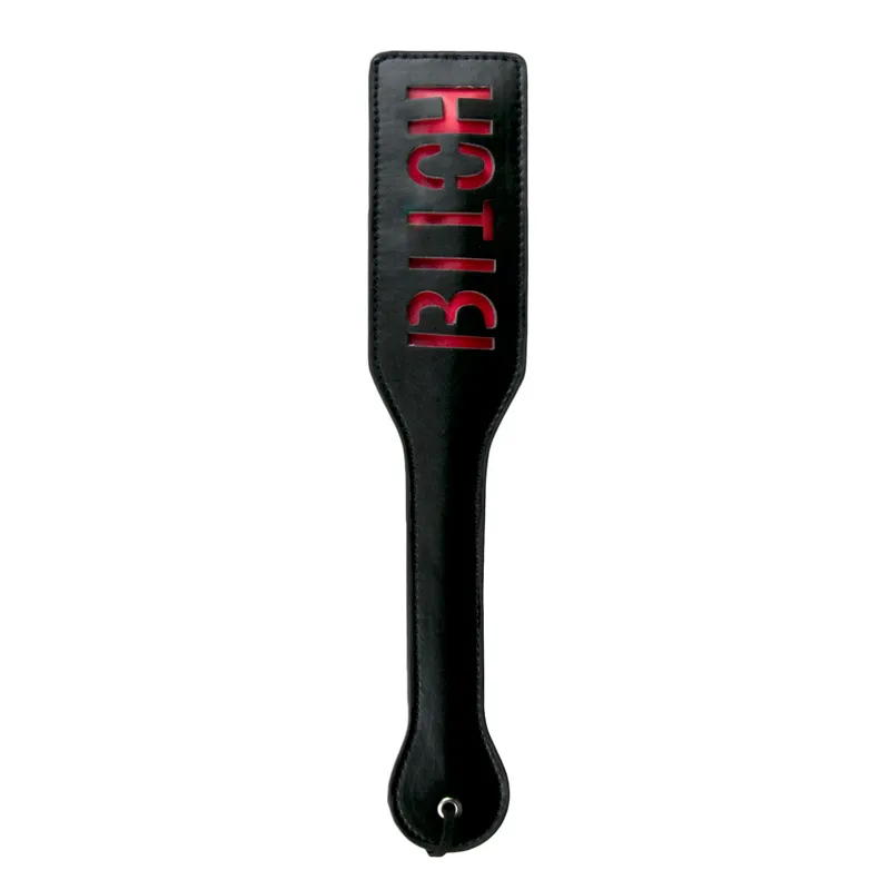 Easytoys Fetish - Tapette à fessée noire en cuir - Bitch
