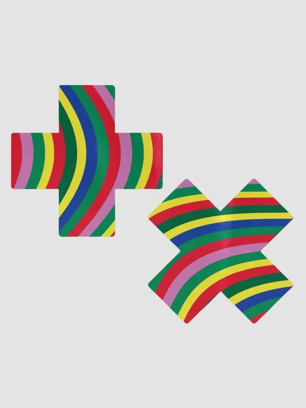 Caches-Tétons Croix Rayures Multicolores