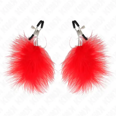 Pince à tétons avec plumes rouge - Kink
