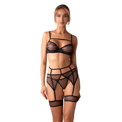 Obsessive Nuites Lingerie Ensemble Noir 3 Pièces L/XL