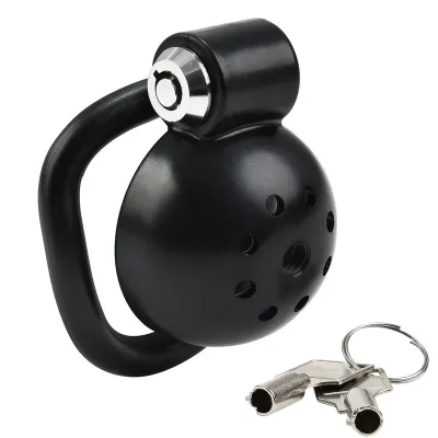 Cage de chasteté courte ROUND LOCK 4 x 3.5 cm Noire