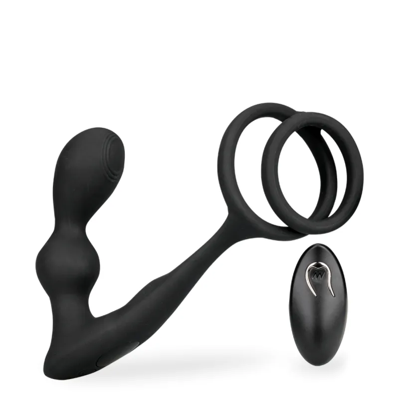 Vibromasseur anal Stimulateur prostatique vibrant avec double anneau Gia - Noir