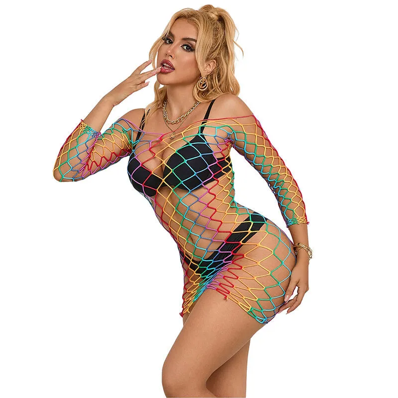 Robe Résille Manches Longues Arc-en-Ciel Taille Unique - Subblime