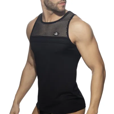 AD Fetish Débardeur MESH-STRIPED Noir