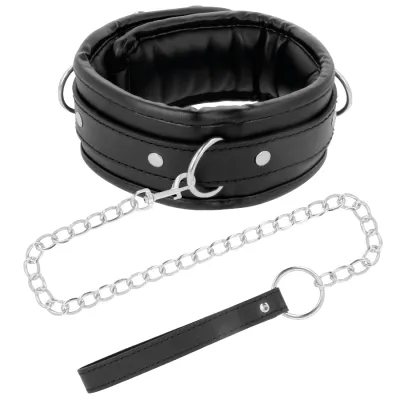 Collier BDSM avec laisse chaîne en cuir - Darkness