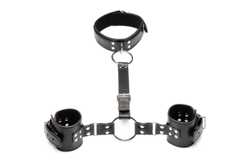 Strict - Ensemble de retenue avec collier et menottes - Noir