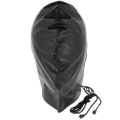 Cagoule BDSM soumission en satin noir - Darkness