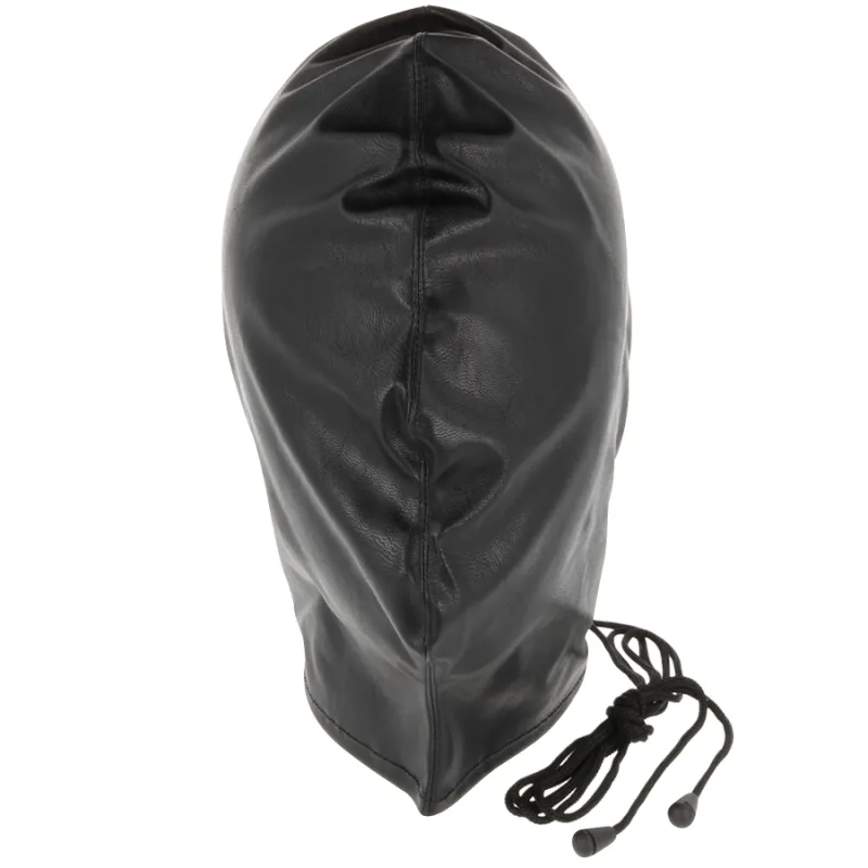 Cagoule BDSM soumission en satin noir - Darkness