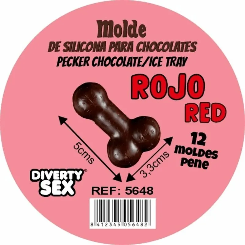 Moule à Chocolat 12 Pénis en Silicone Rouge - Diablo Picante