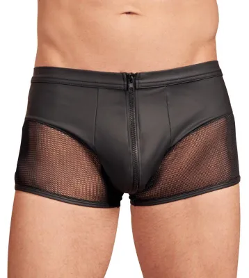 Caleçon pour homme en similicuir avec fermeture éclair - Noir