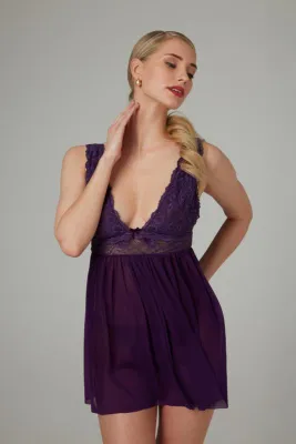 Christine - Nuisette & String Lieve - violet
