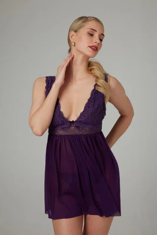 Christine - Nuisette & String Lieve - violet