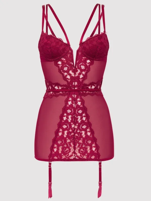 Nuisette porte-jarretelles Parisienne bordeaux GT