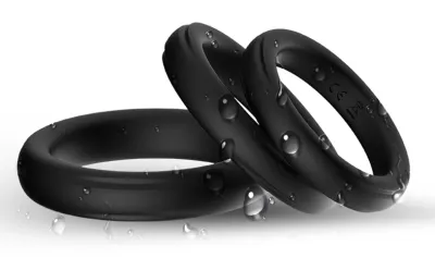 Lot de 3 Anneaux péniens en silicone SET RING Noirs