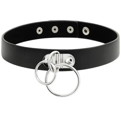 Collier BDSM Ras de Cou Double Anneau Noir - Coquette Chic
