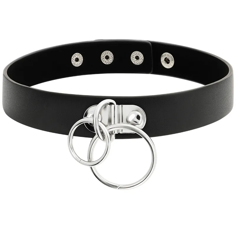 Collier BDSM Ras de Cou Double Anneau Noir - Coquette Chic