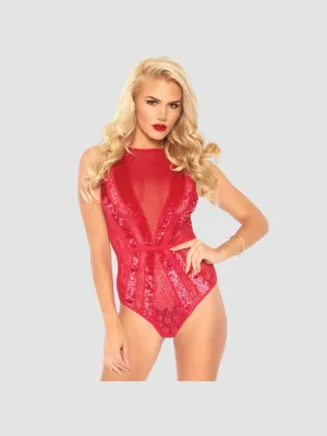 Body 89236 Velours & Dentelle Florale Rouge
