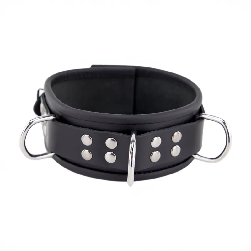 Collier Cuir 3 Anneaux en D
