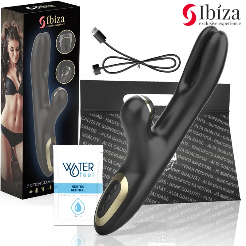 Vibrateur Double Stimulation Ibiza Double Clamping Noir - Ibiza