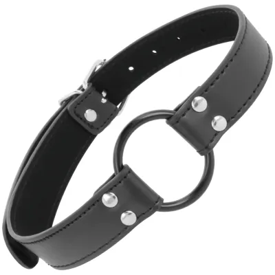 Bâillon Ring Gag Anneau 3,6 cm Cuir - Darkness