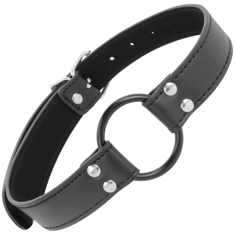Bâillon Ring Gag Anneau 3,6 cm Cuir - Darkness