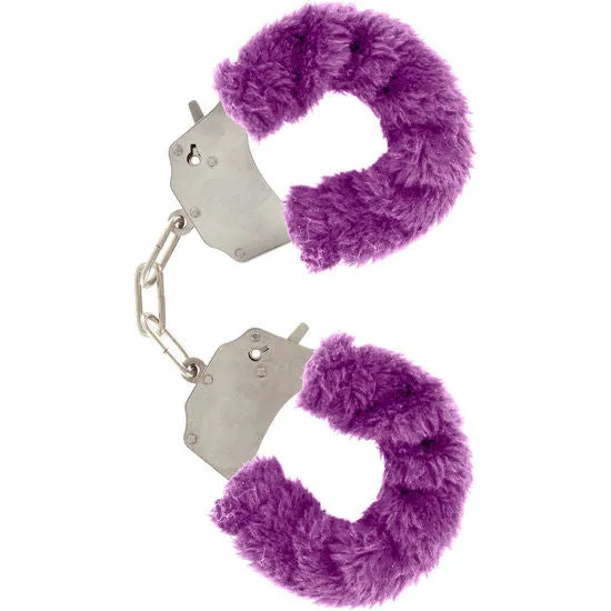 Menottes en fourrure violettes avec chaîne - Toyjoy
