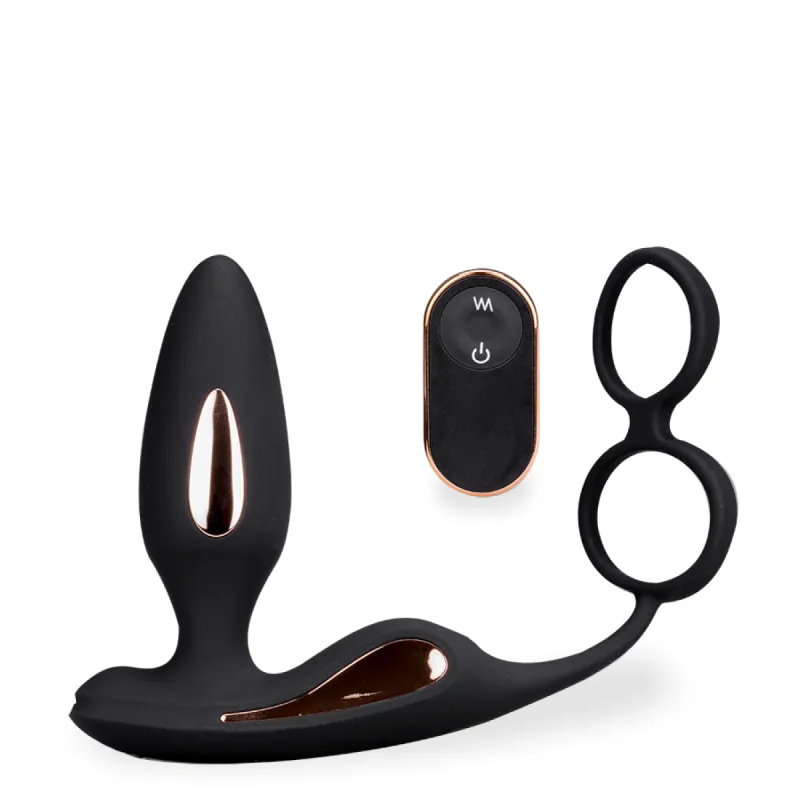 Plug anal vibrant avec double anneau Domino