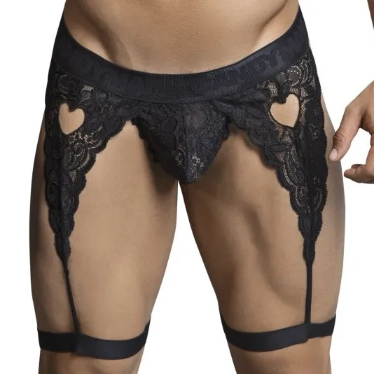 String Porte-Jarretelles Dentelle PEITHO Noir